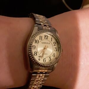 Silver and gold stretchy watchit watch
